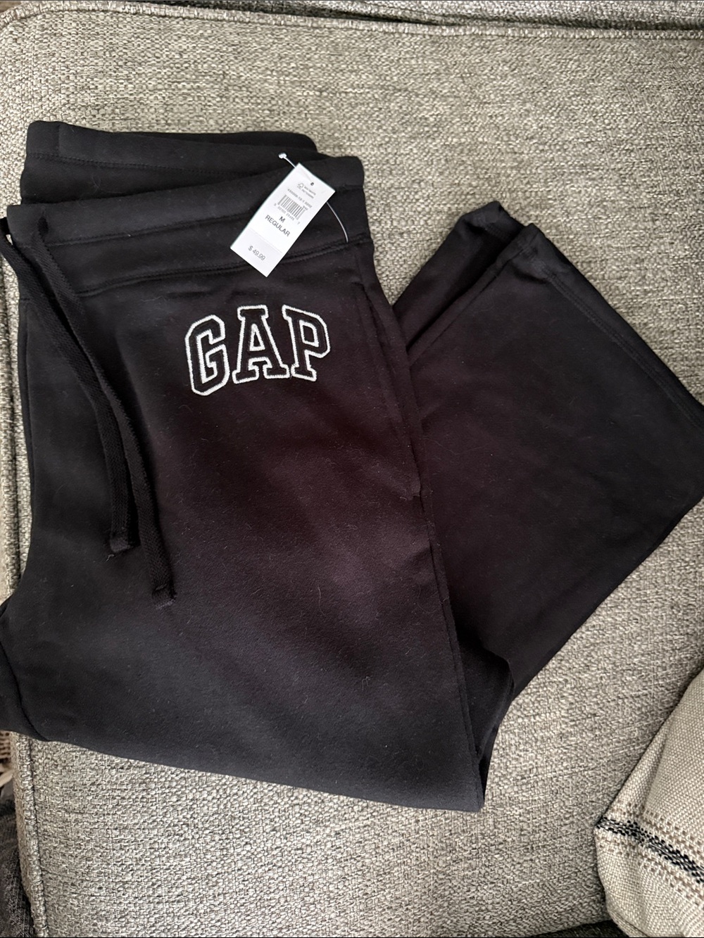 GAP Black Drawstring Logo Sweatpants, Sz. M Regular